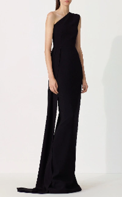 Shop Alex Perry Gray-one Shoulder Crepe Gown