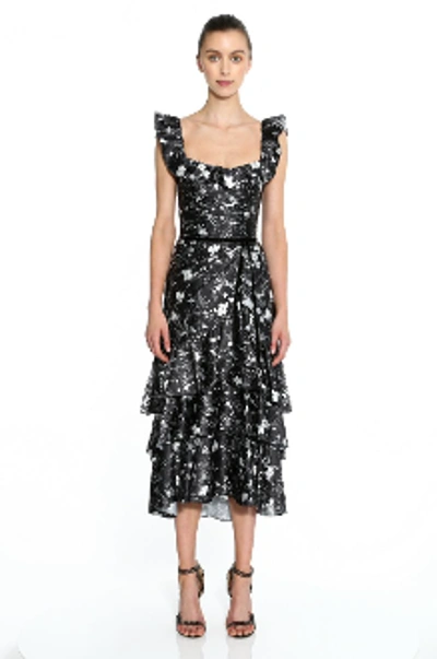 Shop Marchesa Notte Sleeveless Printed Midi Dress