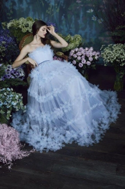 Shop Marchesa Notte Strapless Floral Tulle Ball Gown