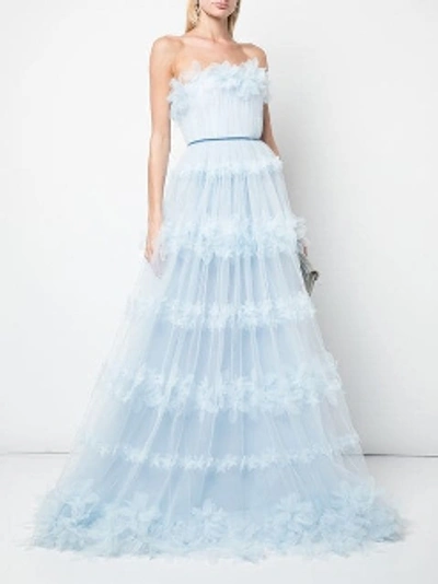 Shop Marchesa Notte Strapless Floral Tulle Ball Gown