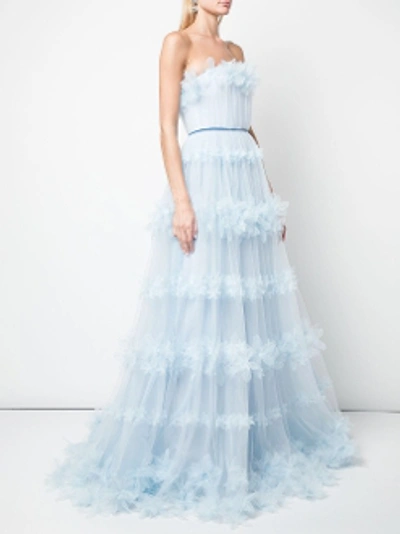 Shop Marchesa Notte Strapless Floral Tulle Ball Gown
