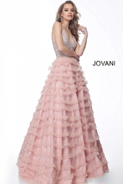 Shop Jovani Sleeveless Beaded Bodice Evening Gown In Blush