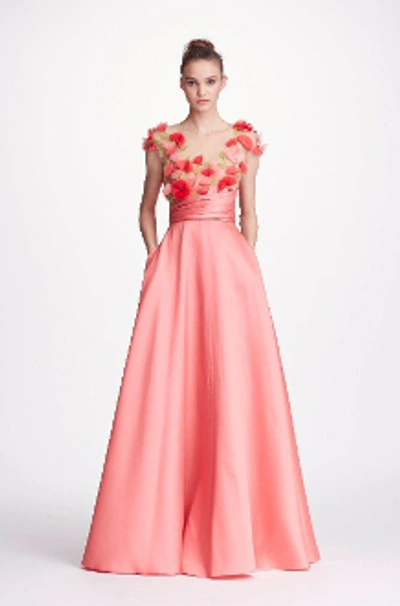 Shop Marchesa Notte Pink Cap Sleeve Mikado Gown