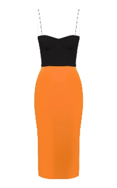 Shop Alex Perry Lee-crepe Two-tone Midi Dress