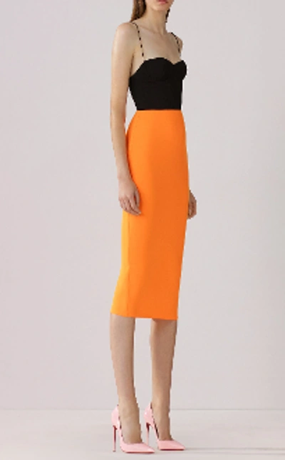 Shop Alex Perry Lee-crepe Two-tone Midi Dress