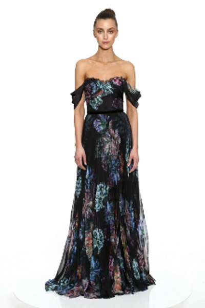 Shop Marchesa Notte Off Shoulder Chiffon Gown