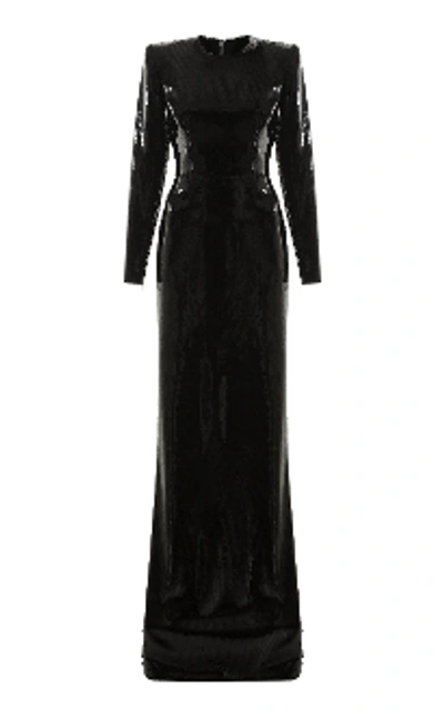 Shop Alex Perry Hutton-sequin Long Sleeve Column Gown