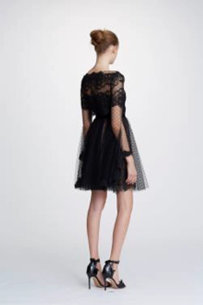 Shop Marchesa Couture Bell Sleeve Mini Cocktail Dress M26909 In Black