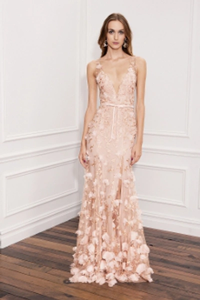 Marchesa Notte Pink Sleeveless Embroidered Gown N20g0528 In Blush | ModeSens
