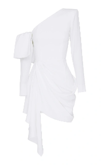 Shop Alex Perry Quinn-one Shoulder Satin Crepe Mini Dress