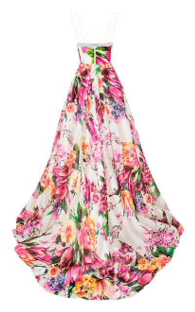 Shop Alex Perry Camille Floral Crepe Gown In Floral Multi
