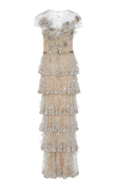 Shop Marchesa Embellished Tiered Organza Gown