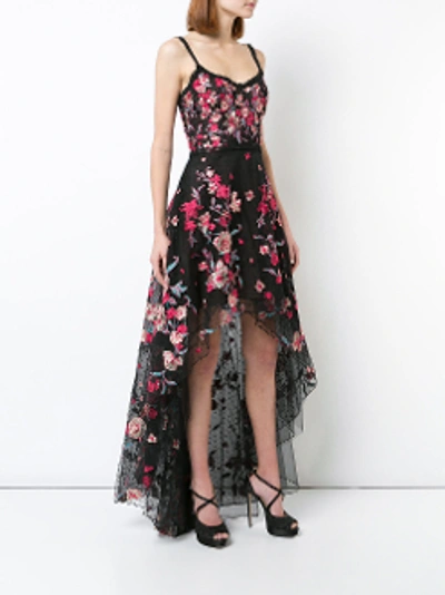 Shop Marchesa Notte Red Sleeveless High_low Evening Gown N22g0614 In Black