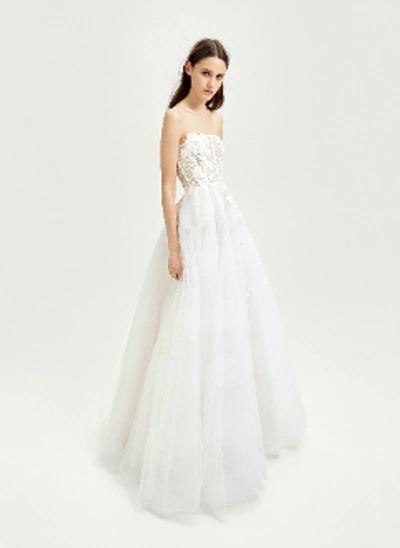 Shop Alex Perry Bridal Madeleine-lace And Tulle Strapless Gown B036 In White