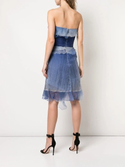 Shop Marchesa Strapless Ombre Cocktail Dress