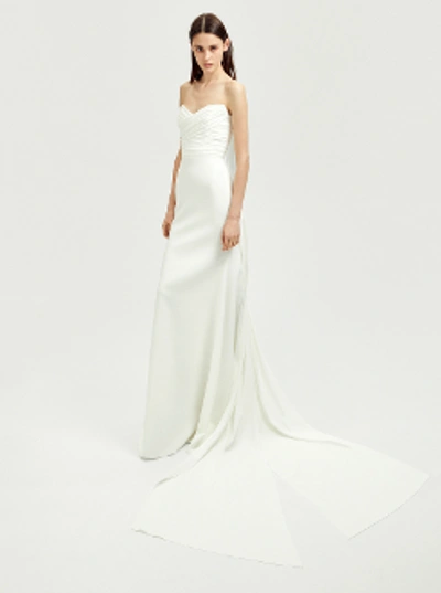 Shop Alex Perry Bridal Juilette-satin Crepe Strapless Gown In White
