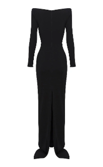 Shop Alex Perry Alex-long Sleeve Crepe Gown In Black
