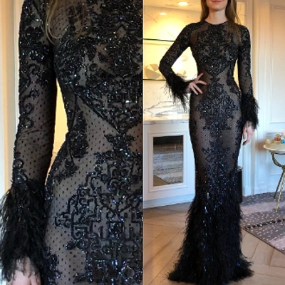 Shop Zuhair Murad Black Moya Gown