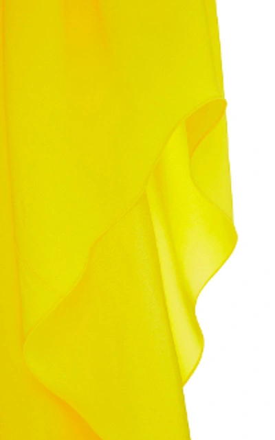 Shop Alex Perry Finley-satin Crepe One Shoulder Midi Dress