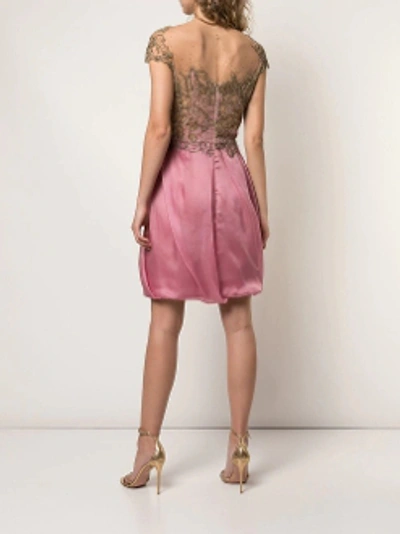 Shop Marchesa Spring 2019  Couture Cap Sleeve Organza Cocktail Dress In Azalea