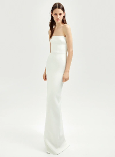 Shop Alex Perry Paige-satin Crepe Strapless Gown B024 In White