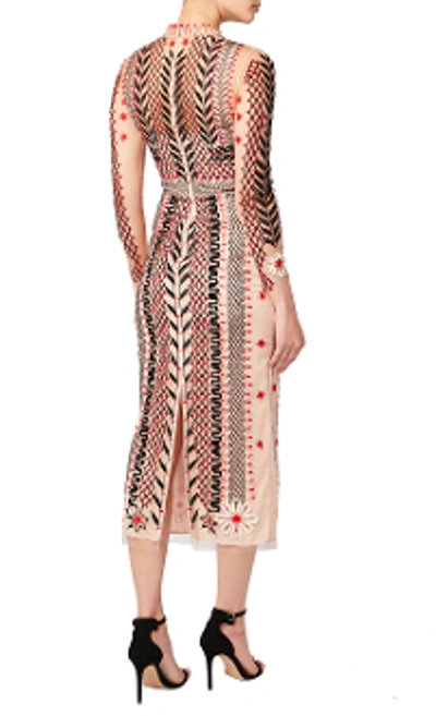 Shop Temperley London Teahouse Sleeved Dress In Black Multi