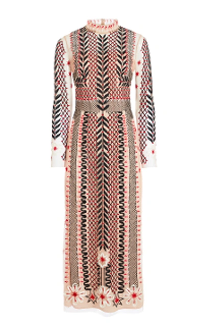 Shop Temperley London Teahouse Sleeved Dress In Black Multi