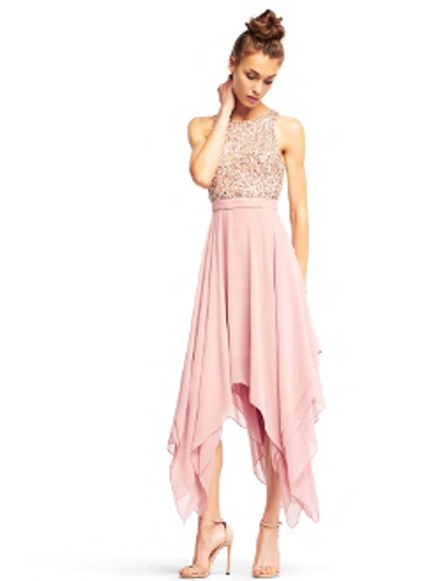 Shop Aidan Mattox Aidan By  Sleeveless Embellished Handkerchief Dress In Rose