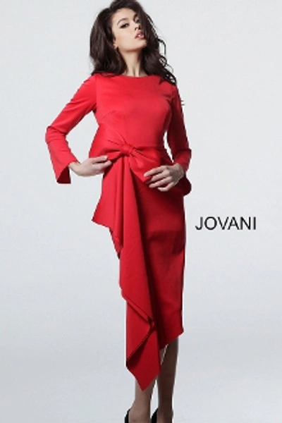 Shop Jovani Long Sleeve Cocktail Dress M2694 In Red