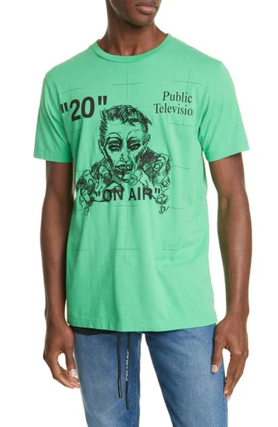 Shop Off-white Mirko Artist Embroidered Slim Fit T-shirt In Green/ Black