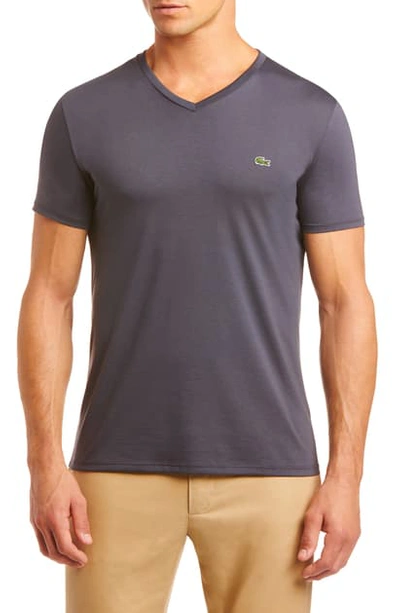 Shop Lacoste Regular Fit V-neck T-shirt In Graphite Grey