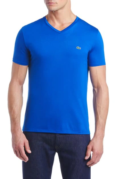 Shop Lacoste Regular Fit V-neck T-shirt In Captain Blue