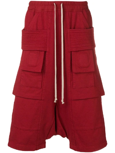 Shop Rick Owens Drkshdw 'creatch Cargo Pods' Shorts - Rot In Red