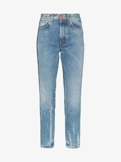 Shop Heron Preston High Waist Straight Leg Jeans In Blue