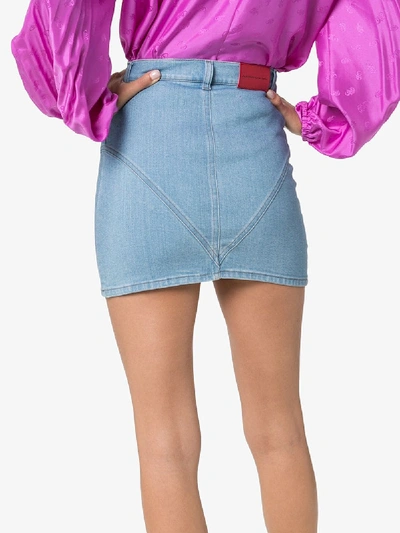 Shop Alessandra Rich Fitted Denim Mini Skirt In Blue