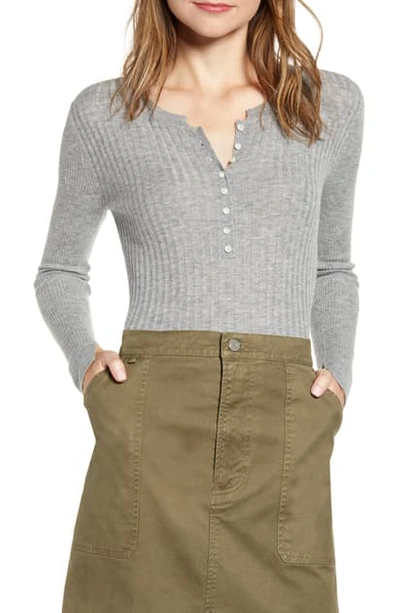 Shop Alex Mill Wool Blend Henley Sweater In Heather Gray