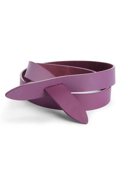 Shop Isabel Marant Lecce Leather Tie Belt In Purple