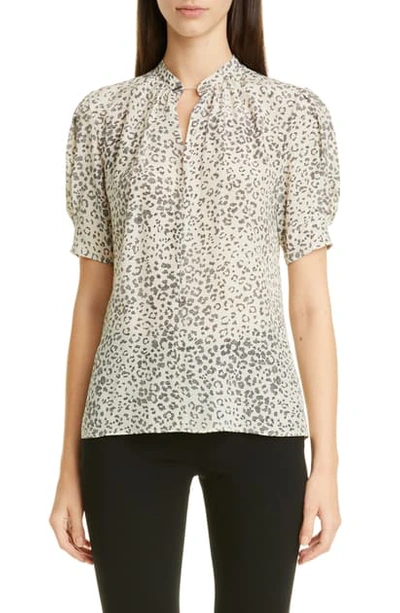 Shop Altuzarra Cheetah Print Silk Blouse In Oyster