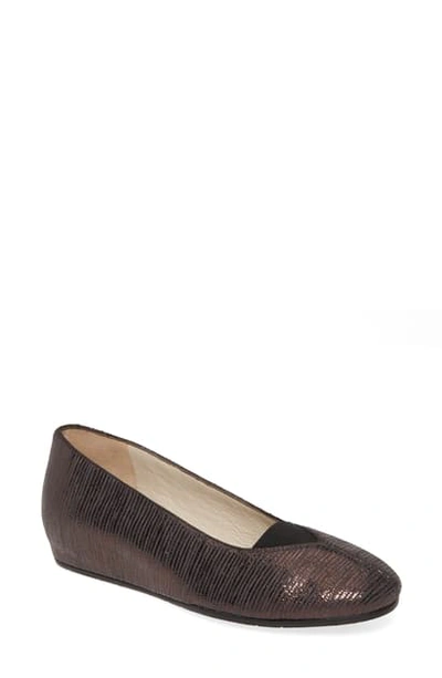 Shop Amalfi By Rangoni Vincent Skimmer Wedge In Brown Print Leather