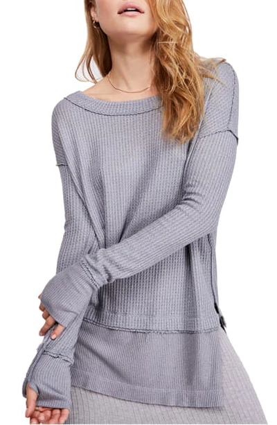 Shop Free People North Shore Thermal Knit Tunic Top In Grey
