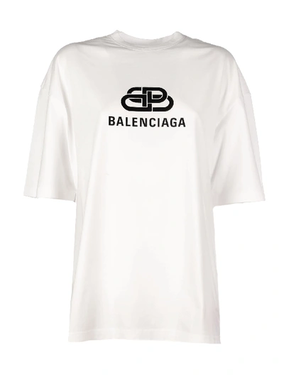 Shop Balenciaga Bb Ba Short Anc Cotton Sleeves Over In Off White