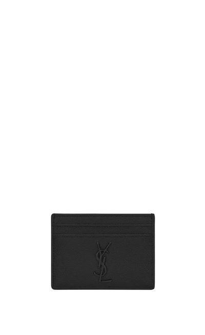 Shop Saint Laurent Credit Card Simple Monogram In Black