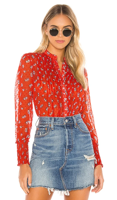Shop Free People Flowers In December Blouse In Red