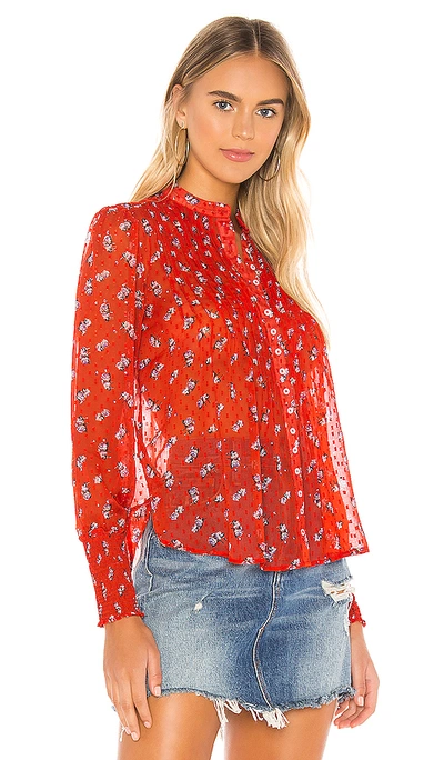 Shop Free People Flowers In December Blouse In Red