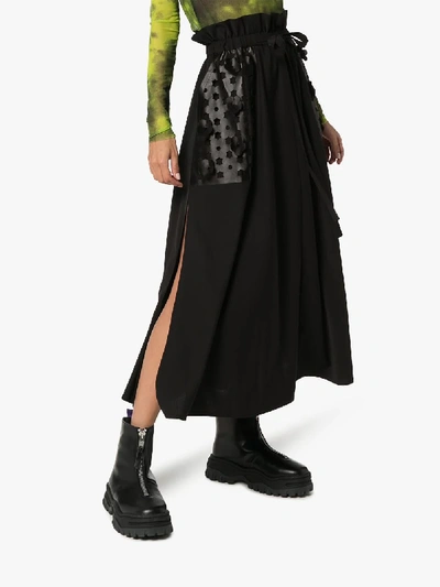 Shop Paskal Floral Laser Cut Midi Skirt In Black