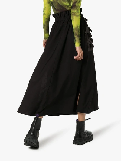 Shop Paskal Floral Laser Cut Midi Skirt In Black