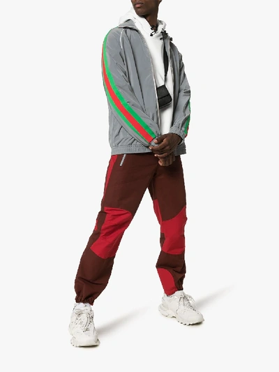 Shop Gucci Reflective Side Stripe Track Jacket In Silver