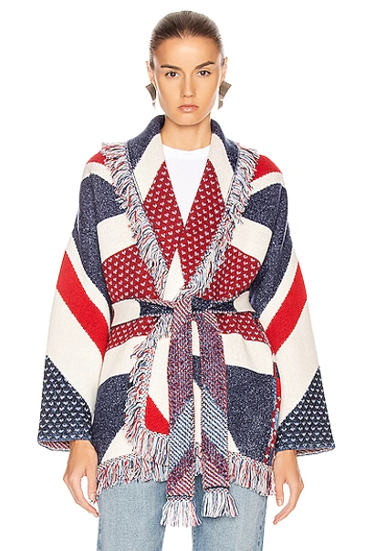 Shop Alanui Union Jack Cardigan In Abstract,blue,red,stripes,white In Multicolor