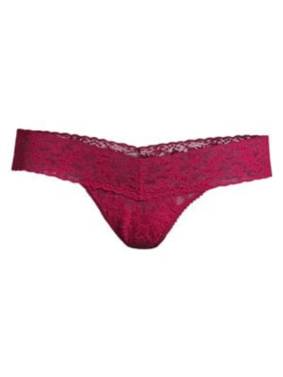 Shop Hanky Panky Signature Lace Low-rise Lace Thong In Cranberry