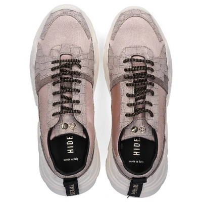 Shop Hide & Jack Low-top Sneakers Speedbump Calfskin Logo Beige